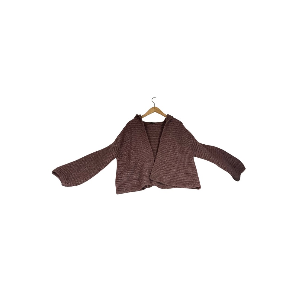 Wild Fable Chestnut Mauve Hooded Open Front Waffle Knit Cardigan Sweater S